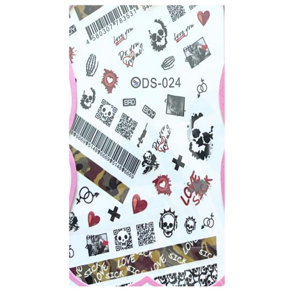 love Sick, Skull, Heart Water decal