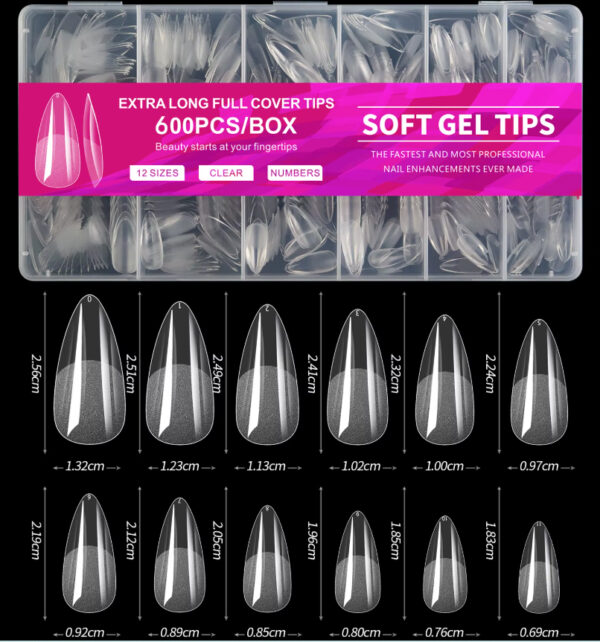 Tips-Full Cover Gel Tip Almond 600pcs