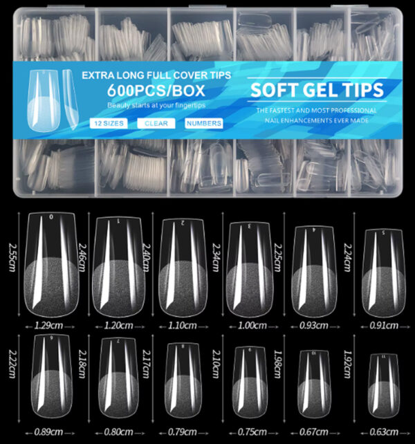 Tips-Full Cover Gel Tip Square 600pcs