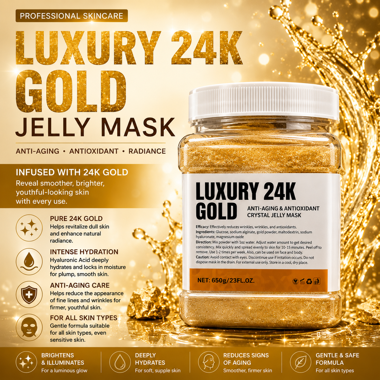 Luxury 24K Gold Anti-Aging & Antioxidant Jelly Mask